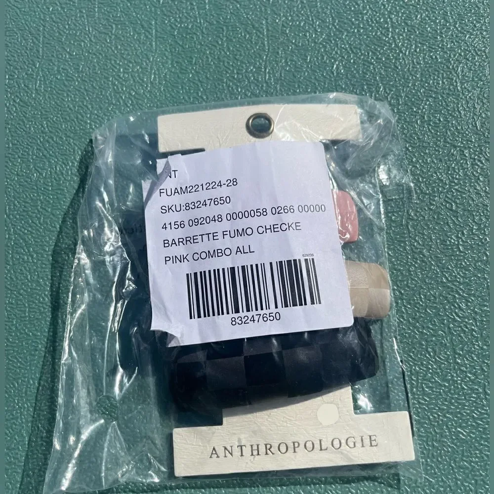 Anthropologie Checkered Barrettes Set of Three  NWT